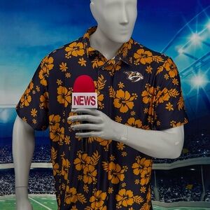 NHL Navy and Gold Floral Men's Shirt